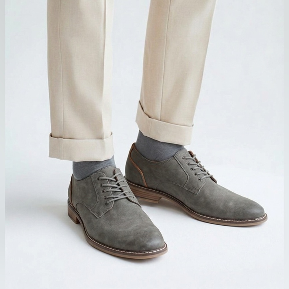 Madden Mens Allin Faux Leather Derby Shoes Size 11M Gray/Brown